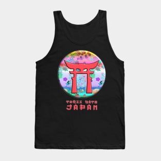 Torii Gate Shinto Japan Asian Floral Pattern Chrysanthemum Cherry Blossom 56 Tank Top